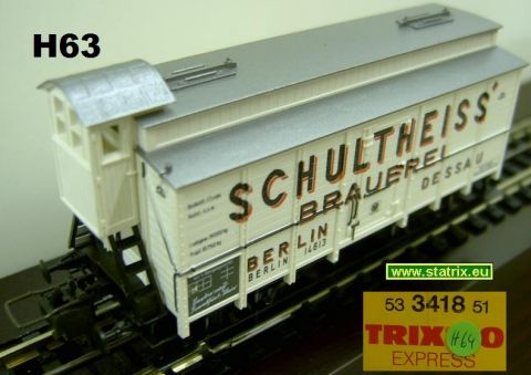 H64 /Trix Express 3418.51 Bierwagen der Schultheiss (wra85)
