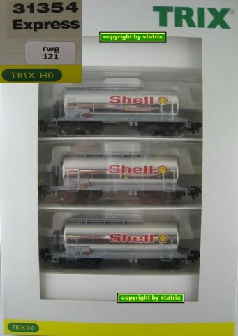 Trix Express 31354 3er Set Chrom Kesselwagen Shell der SBB (rwg12) NUR 1998