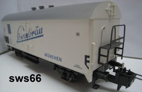 Mä/TE 45021 Bierwagen Löwenbräu (sws66) für Trix Express umgespurt, sehr gut ohne OV