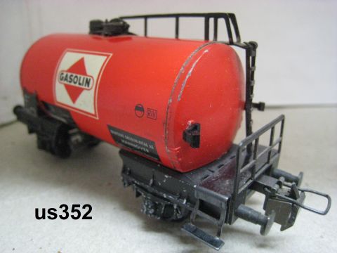 Trix Express 3430 Tankwagen GASOLIN 2-achsig (us352) Rechteck Signet sehr schön o. OV.