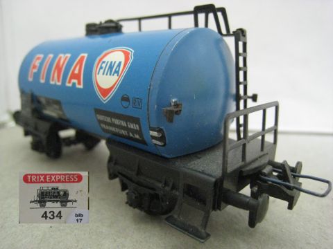 Trix Express 3434 Tankwagen FINA 2-achsig (blb17) sehr schön, Laschen Karton.