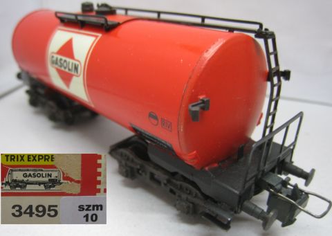 Trix Express 3495 4A Tankwagen Gasolin rot Rechteck Signet (szm10) ein extrem seltener Wagen, TOP/OV