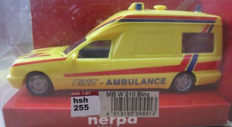 Herpa 045513 MB W210 Binz Ambulance (hsh256)