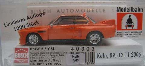 Busch 40303 BMW 3,5 CSL Somo Ausstellung Köln 2006 Nr 0011 von 1000 1/87 (hdh445) TOP/OV