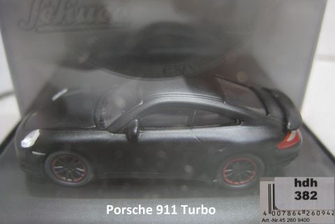 Schuco 1/87 45 260 9400 Porsche 911 Turbo mattschwarz (hdh382) TOP/OV