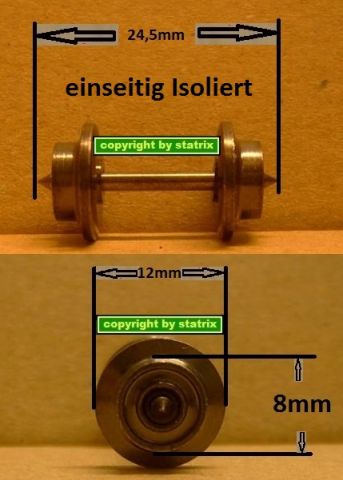 Trix Express Metall Tauschradsatz 8mm einseitig Isoliert