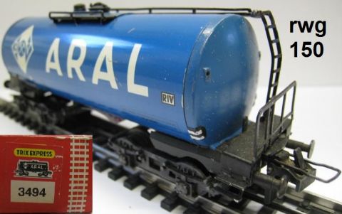 Trix Express 494 3494 4A Tankwagen B&V ARAL blau OV (rwg150)