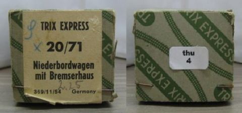 Trix Express 20/71 Niederbordwagen mit Bremserhaus (thu4) in OV