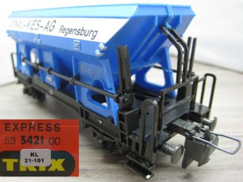Trix Express 3421 Schüttgut Wagen Donau Kies AG blau (21-101) TOP/OV