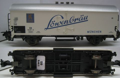 Mä/TE 45021 Bierwagen Löwenbräu (sws66) für Trix Express umgespurt, sehr gut ohne OV