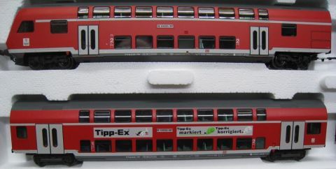 Trix Express 33005 Doppelstock Wagen Set neurot der DB (msv9) NUR 2002 TOP/