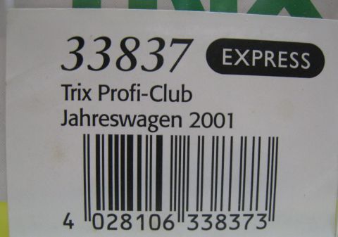 Trix Express 33837 Kesselwagen Stadt Fürth Profi Club Modell 2001 (jhw95) TOP/OV