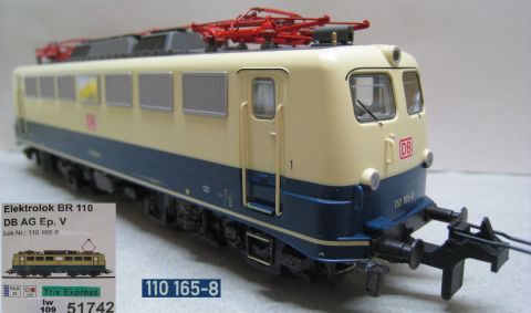 Piko/TE 51742 Elektrolok BR 110 165-8 DB AG beige-blau (lw109) TOP/OV. 