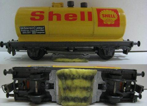 Liliput/TE Tankwagen SHELL zur Schienen-Reinigung, sehr schön Erhalten