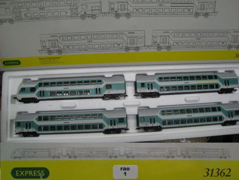 Trix Express 31362 IR Doppelstock Wagen Set (rao1) kompl Innenbeleuchtet TOP/OV
