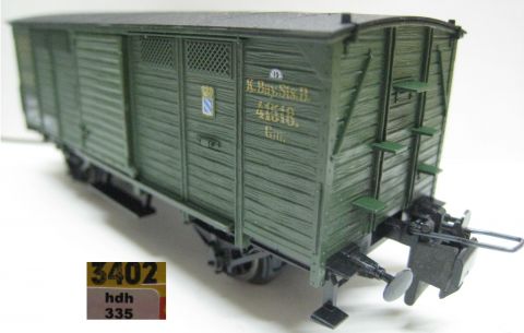 Trix Express 3402 bay. Gedeckter Güterwagen o Brh (hdh335) TOP/OV