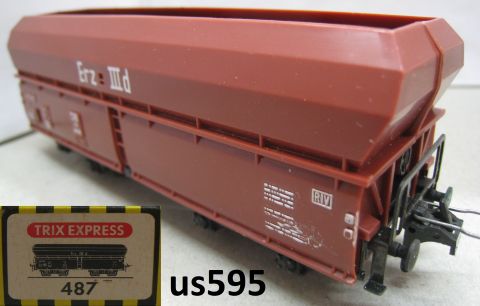 Trix Express 487 3487 Schüttgutwagen Erz IIId (us595) Erz IIId weiß  im Original Laschen Karton, mit Papp-Einsatz!