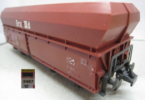 Trix Express 487 3487 Schüttgutwagen Erz IIId (dpb53) Erz IIId Abziehbild im Original Karton.