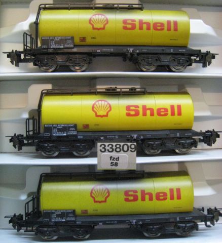 Trix Express 33809 Tankwagen Set Shell (fzd58) Werks gealtert, TOP/OV