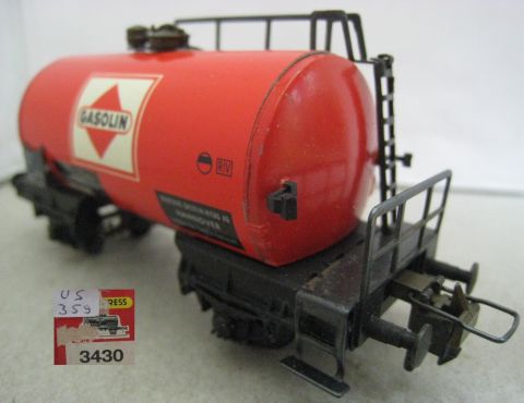 Trix Express 3430 Tankwagen GASOLIN 2-achsig (us359) Rechteck Signet, komplett TOP/OV.