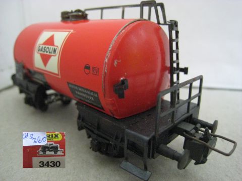 Trix Express 3430 Tankwagen GASOLIN 2-achsig (us360) Rechteck Signet, rundum sehr schön Erhalten im Original Karton.