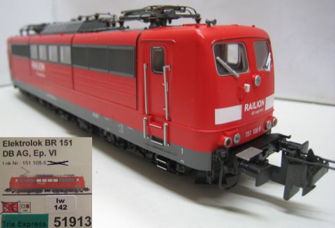 Piko/TE 51913 BR 151 108-8 der DB Cargo AG Ep. VI (lw142), professioneller Umbau für Trix Express, mit allen Papieren, TOP/OV.
