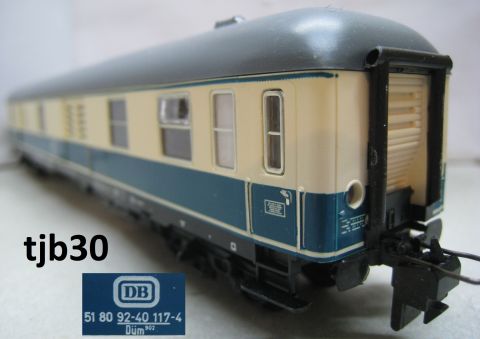 Trix Express 3350 D-Zug-Packwagen, Modell D üm türkis/beige (tjb30) sehr schön Erhalten. o. OV.