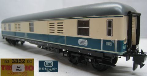 Trix Express 3352 D-Zug-Packwagen der DB türkis/beige Typl D üm (jhw259) TOP/OV