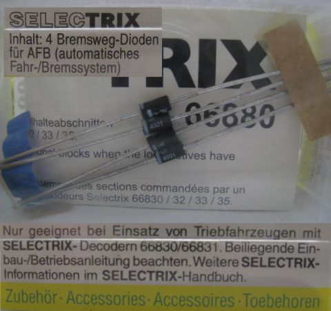 Trx 66880 4 Bremswegdioden für AFB (automatisches Fahr-/Bremssystem) (Bei Betrieb mit Selectrix-Fahrzeug-Decodern 66832/66833, 66836).