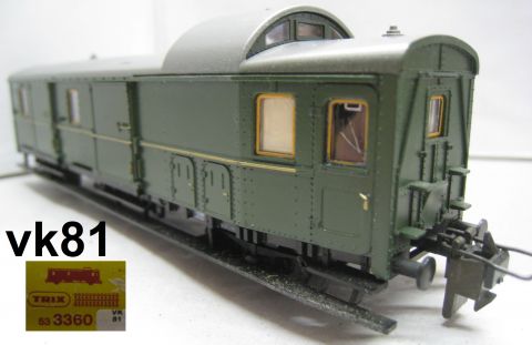 Trix Express 3360 Personenzug-Packwagen Typ Pwi 23 (vk81) Chip am Dach sehr schön Erhalten in OV