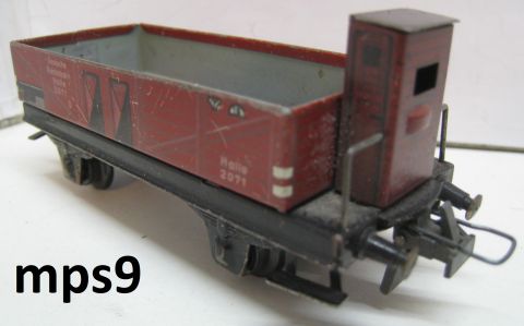 Trix Express 20/71 Niederbordwagen Typ HALLE m Brh der DR (mps9) mit Gebrauchs Spuren, siehe Bilder, o OV.