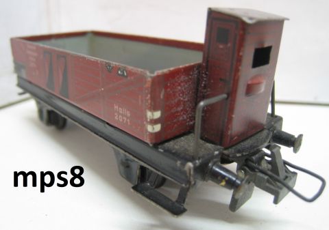 Trix Express 20/71 Niederbordwagen Typ HALLE m Brh der DR (mps8) mit Gebrauchs Spuren, siehe Bilder, o OV.