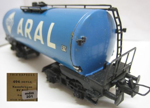 Trix Exypress 20/92A 494 3494 BV ARAL blau 4 A (mdm201) nahezu neuwertig im gestreiften Original Karton.