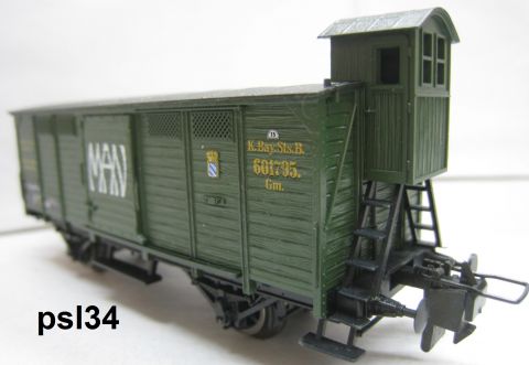 Trix Express 3410 Bay. Ged Güterwagen MAN m Brh (psl34) sehr Erhalten o OV