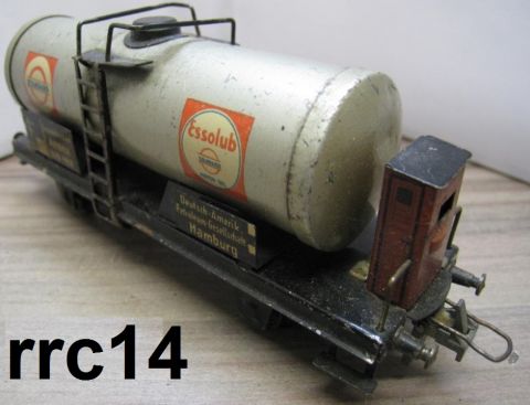 Trix Express 20/78ST Tankwagen STANDART-ESSOLUB silber 2A m Brh (rrc14) nur 1949, Kupplungsbefestigung und Brh Geländer Messing deutliche Alters und Gebrauchs Spuren, o OV