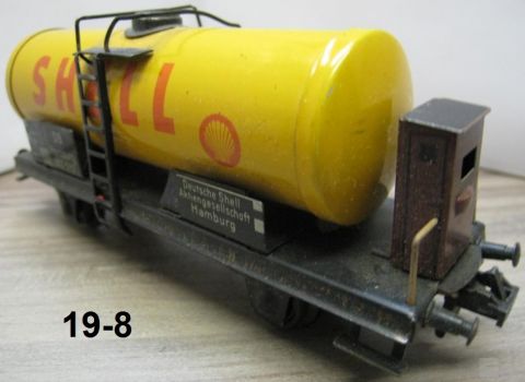 Trix Express 20/78S Tankwagen SHELL gelb am L kurze Schenkel 2A m Brh (19-8) nur 1950-51, rundum schön Erhalten, o OV