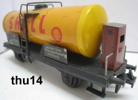 Trix Express 20/78S Tankwagen SHELL orangegelb am L kurze Schenkel 2A m Brh (thu14) nur 1952-59, rundum schön Erhalten, o OV