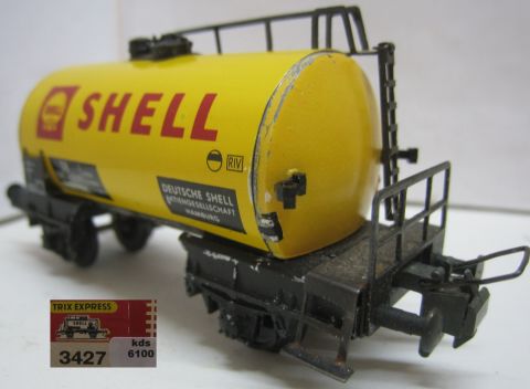 Trix Express 3427 Tankwagen SHELL 2A gelb (kds6100) noch gut in OV.