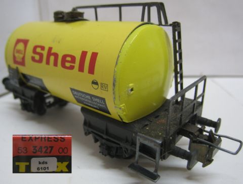 Trix Express 3427 Tankwagen SHELL 2A zinkgelb (kds6101) Signet links im rechteck, TOP/OV