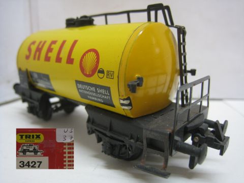 Trix Express 3427 Tankwagen SHELL 2A gelb (us37) Signet rechts rund, sehr schön in OV.