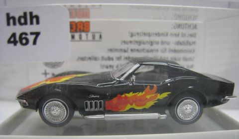 Brekina 19967 Corvette C3 schwarz mit flammen Dekor 1/87 (hdh467) TOP/OV