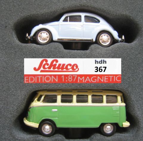 Schuco 45 249 0100 1/87 Edition Magnetic VW Käfer + VW Bus T1 Samba (hdh367) TOP/OV