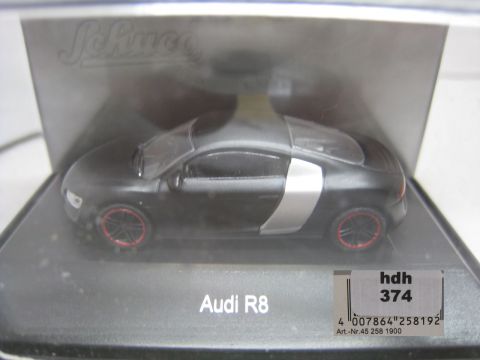 Schuco 1/87 45 258 1900 Audi R8 mattschwarz (hdh374) TOP/OV
